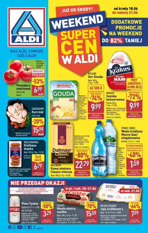 Aldi - gazetka promocyjna Weekend super cen w Aldi! od środy 18.06 do soboty 21.06