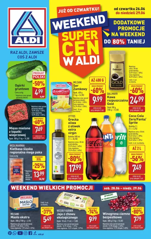 Aldi - gazetka promocyjna Weekend super cen w Aldi! od czwartku 26.06 do niedzieli 29.06