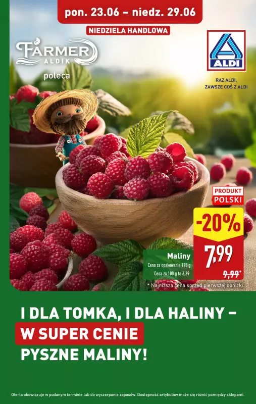 Aldi - gazetka promocyjna Pyszne maliny i truskawki w super cenie!  