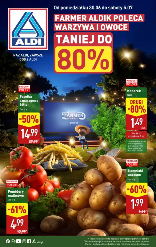 Aldi - gazetka promocyjna Farmer Aldik poleca! od poniedziałku 30.06 do soboty 05.07