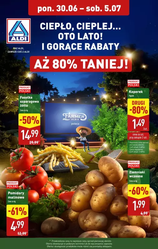 Aldi - gazetka promocyjna Owoce i warzywa w super cenach! od poniedziałku 30.06 do soboty 05.07