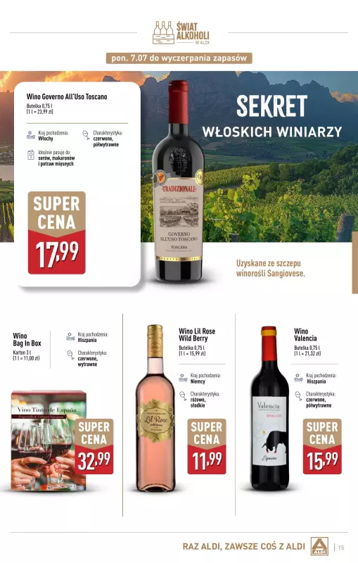 Aldi - gazetka promocyjna Świat alkoholi w Aldi od poniedziałku 07.07 do soboty 02.08 - strona 15