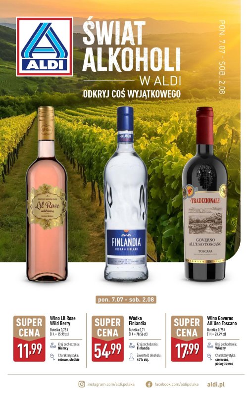 Aldi - gazetka promocyjna Świat alkoholi w Aldi od poniedziałku 07.07 do soboty 02.08