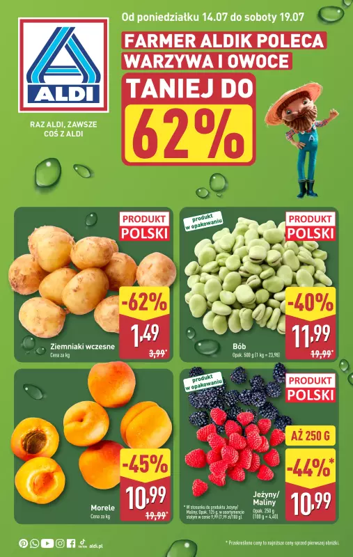 Aldi - gazetka promocyjna Farmer Aldik poleca! od poniedziałku 14.07 do soboty 19.07