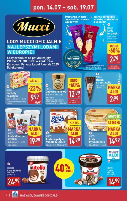 Aldi - gazetka promocyjna Lodowy zawrót głowy! od poniedziałku 14.07 do soboty 19.07 - strona 2