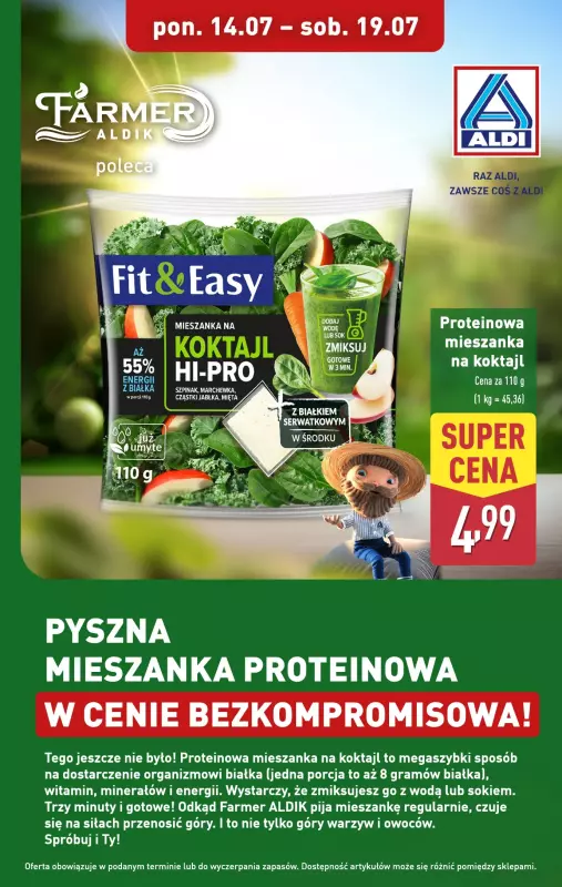Aldi - gazetka promocyjna Proteinowa mieszanka w super cenie! od poniedziałku 14.07 do soboty 19.07