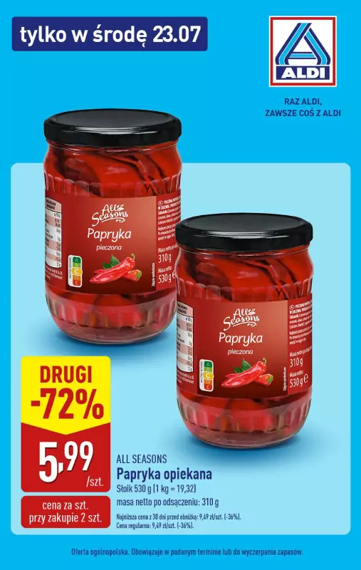 Aldi - gazetka promocyjna Tylko w środę! od środy 23.07 do środy 23.07