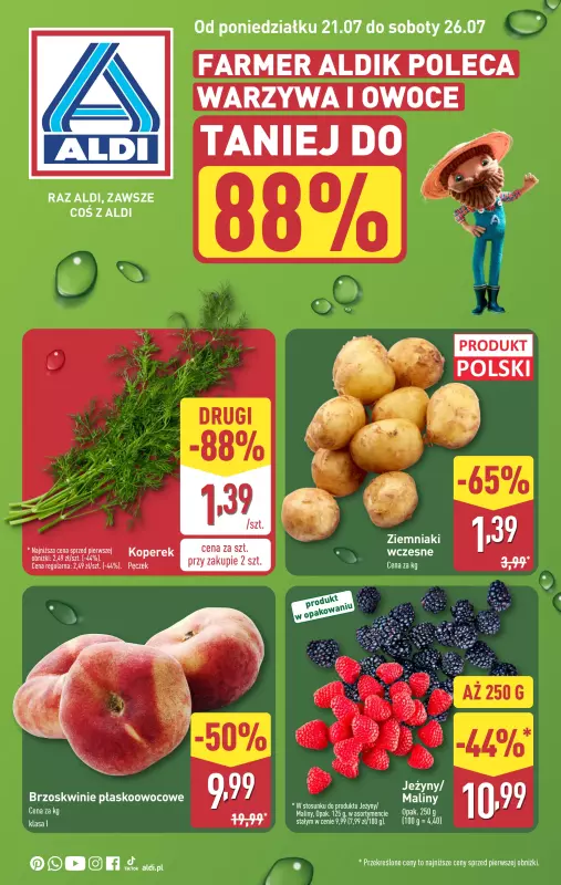 Aldi - gazetka promocyjna Farmer Aldik poleca! od poniedziałku 21.07 do soboty 26.07