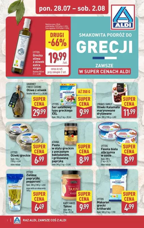Aldi - gazetka promocyjna Smakowita podróż do Grecji! od poniedziałku 28.07 do soboty 02.08