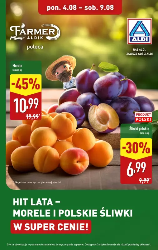 Aldi - gazetka promocyjna Morele i śliwki w super cenie! od poniedziałku 04.08 do soboty 09.08