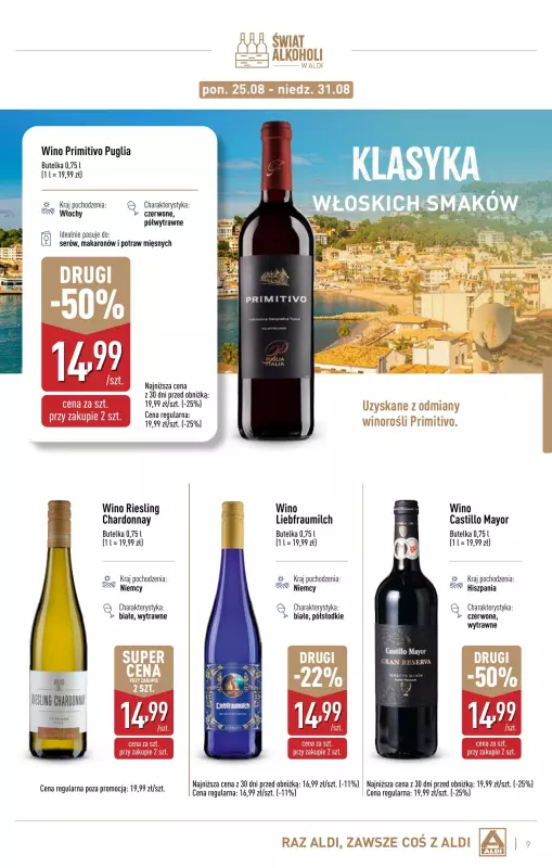 Aldi - gazetka promocyjna Gazetka alkoholowa od poniedziałku 04.08 do niedzieli 31.08 - strona 9