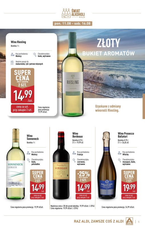 Aldi - gazetka promocyjna Gazetka alkoholowa od poniedziałku 04.08 do niedzieli 31.08 - strona 5