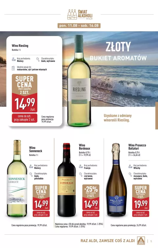 Aldi - gazetka promocyjna Gazetka alkoholowa od poniedziałku 04.08 do niedzieli 31.08 - strona 5