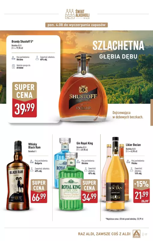 Aldi - gazetka promocyjna Gazetka alkoholowa od poniedziałku 04.08 do niedzieli 31.08 - strona 17