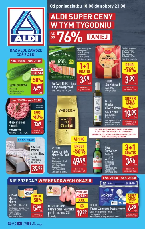 Aldi - gazetka promocyjna Pełny katalog! od poniedziałku 18.08 do soboty 23.08