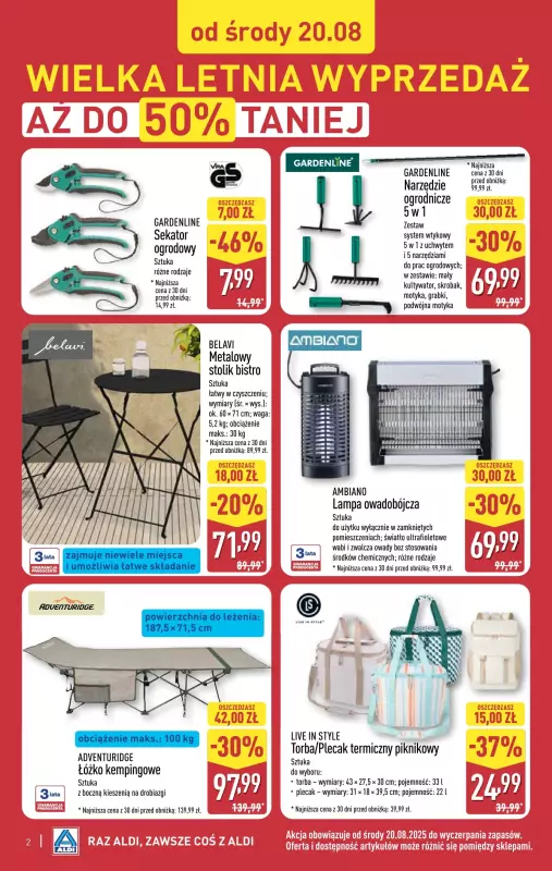 Aldi - gazetka promocyjna Wielka letnia wyprzedaż w Aldi! od środy 20.08 do soboty 23.08 - strona 2