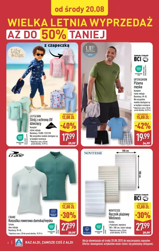 Aldi - gazetka promocyjna Wielka letnia wyprzedaż w Aldi! od środy 20.08 do niedzieli 31.08 - strona 4