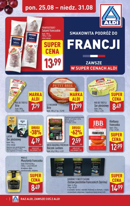 Aldi - gazetka promocyjna Smakowita podróż do Francji od poniedziałku 25.08 do niedzieli 31.08