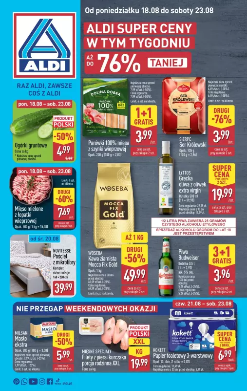 Aldi - gazetka promocyjna Pełny katalog! od poniedziałku 18.08 do soboty 23.08