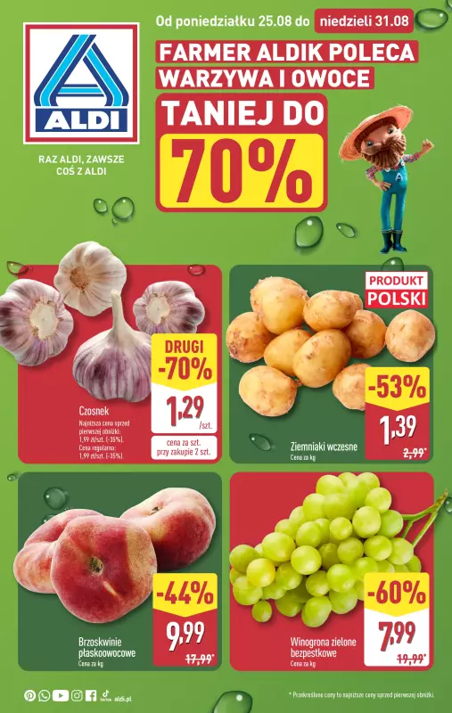 Aldi - gazetka promocyjna Farmer Aldik poleca! od poniedziałku 25.08 do niedzieli 31.08