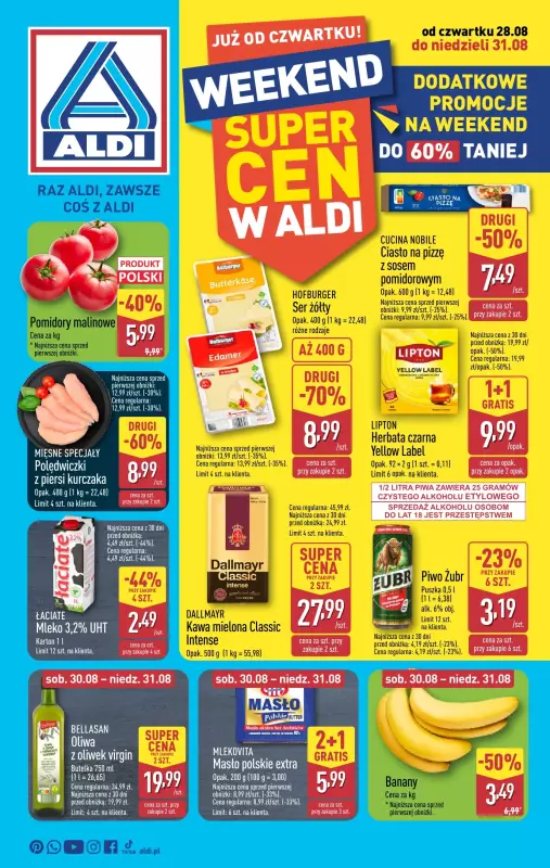Aldi - gazetka promocyjna Weekend super cen w Aldi! od czwartku 28.08 do niedzieli 31.08