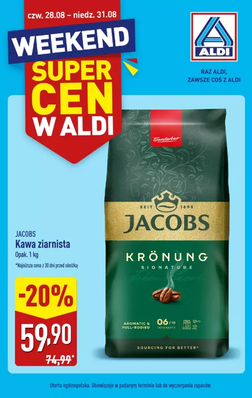 Aldi - gazetka promocyjna Weekend super cen w Aldi! od piątku 29.08 do niedzieli 31.08