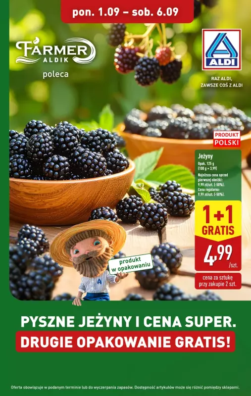 Aldi - gazetka promocyjna Jeżyny w super cenie! od poniedziałku 01.09 do soboty 06.09