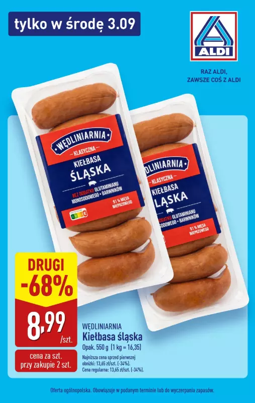 Aldi - gazetka promocyjna Tylko w środę! od środy 03.09 do środy 03.09