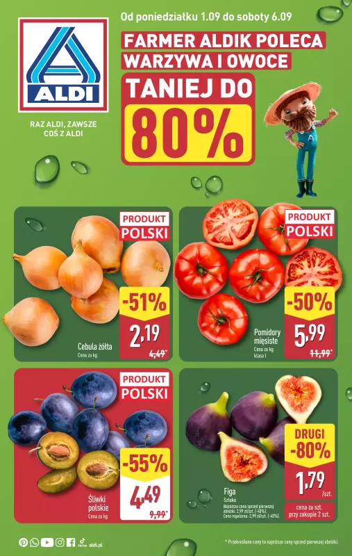 Aldi - gazetka promocyjna Farmer Aldik poleca! od poniedziałku 01.09 do soboty 06.09