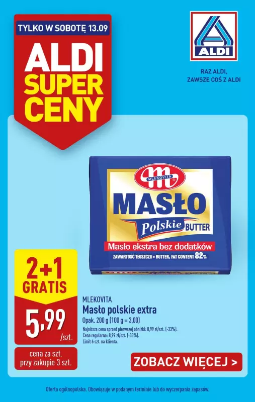 Aldi - gazetka promocyjna Tylko w sobotę! od soboty 13.09 do soboty 13.09