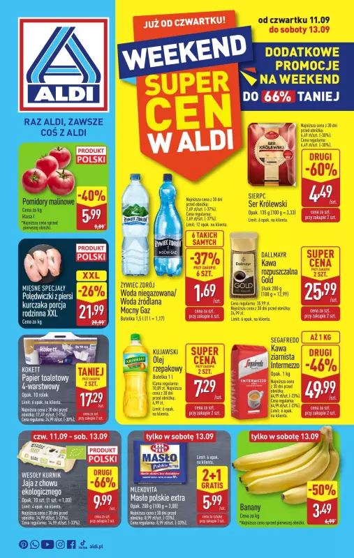 Aldi - gazetka promocyjna Weekend super cen w Aldi! od czwartku 11.09 do soboty 13.09