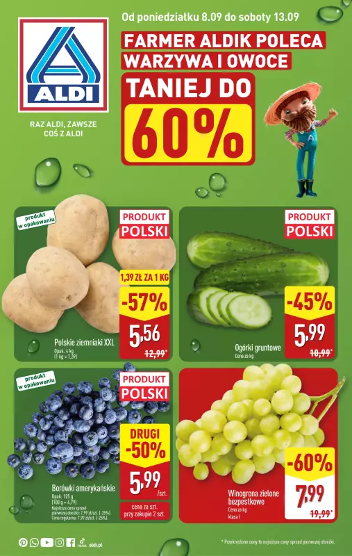 Aldi - gazetka promocyjna Farmer Aldik poleca! od poniedziałku 08.09 do soboty 13.09