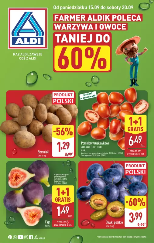 Aldi - gazetka promocyjna Farmer Aldik poleca! od poniedziałku 15.09 do soboty 20.09