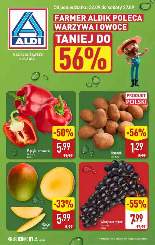 Aldi - gazetka promocyjna Farmer Aldik poleca! od poniedziałku 22.09 do soboty 27.09