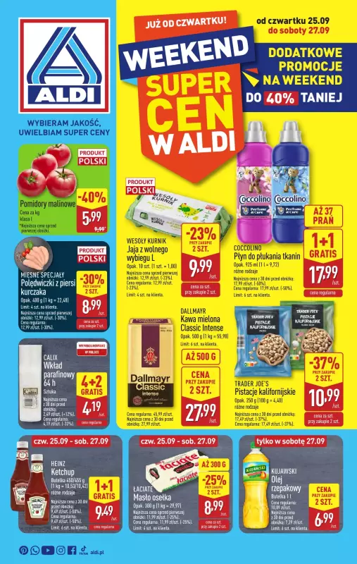 Aldi - gazetka promocyjna Weekend super cen w Aldi! od czwartku 25.09 do soboty 27.09