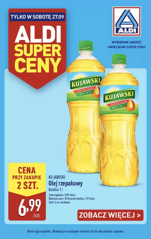 Aldi - gazetka promocyjna Tylko w sobotę! od soboty 27.09 do soboty 27.09