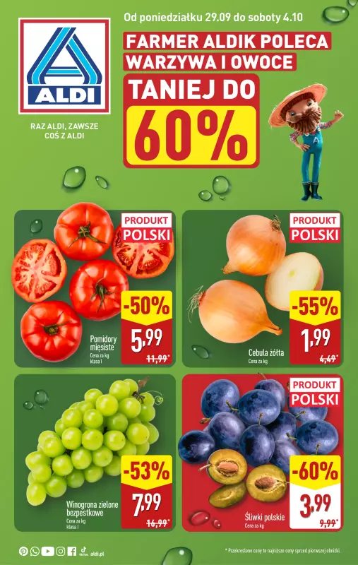 Aldi - gazetka promocyjna Farmer Aldik poleca! od poniedziałku 29.09 do soboty 04.10