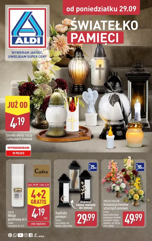 Aldi - gazetka promocyjna Światełko pamięci od poniedziałku 29.09 do soboty 04.10