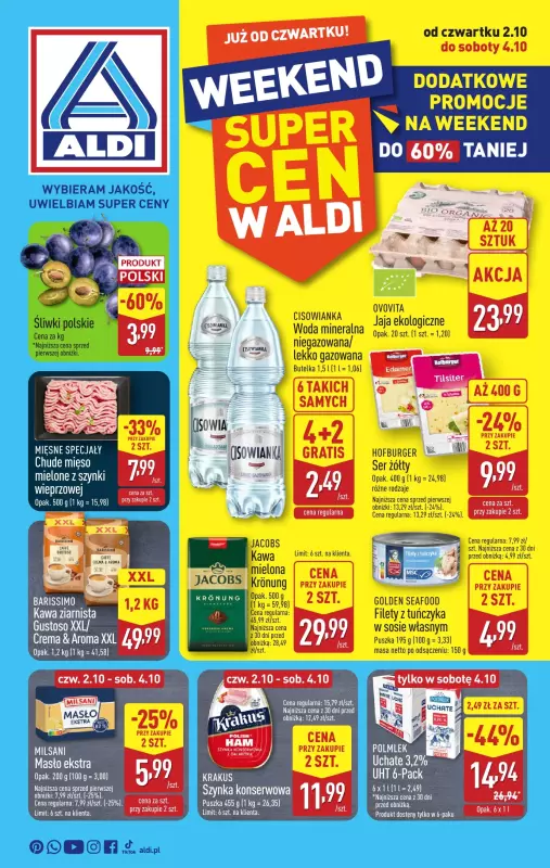 Aldi - gazetka promocyjna Weekend super cen w Aldi! od czwartku 02.10 do soboty 04.10