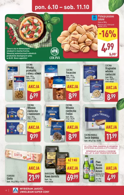 Aldi - gazetka promocyjna Smakowita podróż do Włoch! od poniedziałku 06.10 do soboty 11.10 - strona 4
