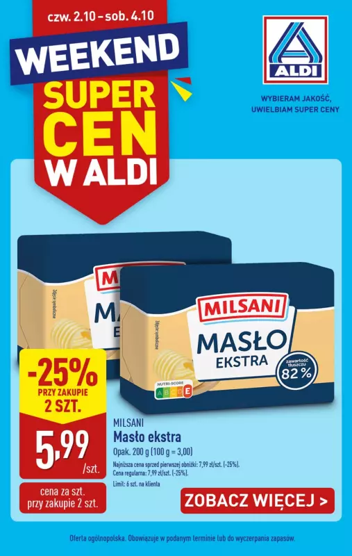 Aldi - gazetka promocyjna Weekend super cen w Aldi! od czwartku 02.10 do soboty 04.10