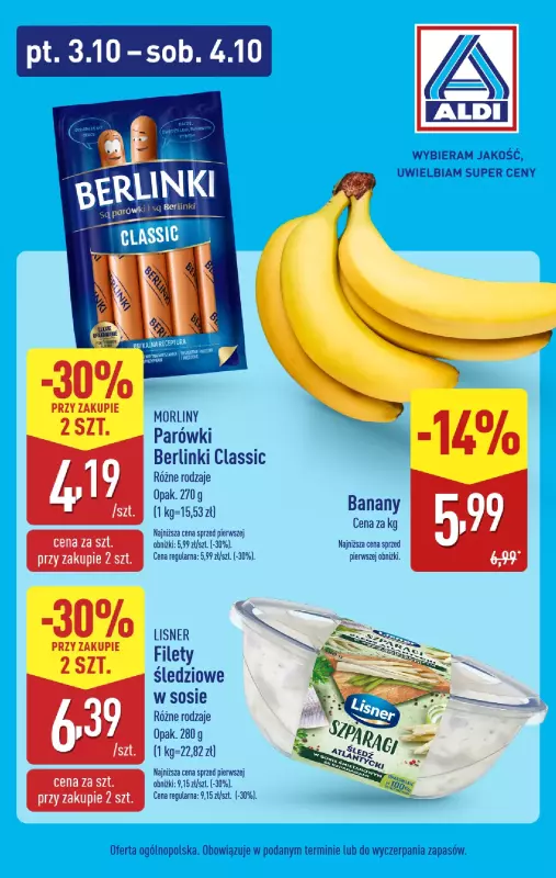 Aldi - gazetka promocyjna Weekend super cen w Aldi! od piątku 03.10 do soboty 04.10