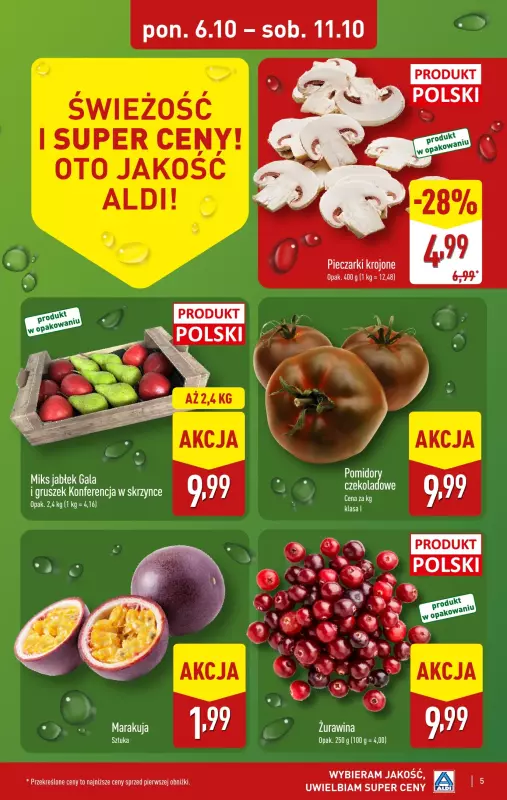 Aldi - gazetka promocyjna Świeże owoce, warzywa i kwiaty w super cenie! od poniedziałku 06.10 do soboty 11.10 - strona 5