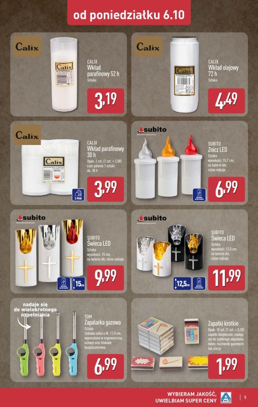 Aldi - gazetka promocyjna Światełko pamięci od poniedziałku 06.10 do soboty 11.10 - strona 5