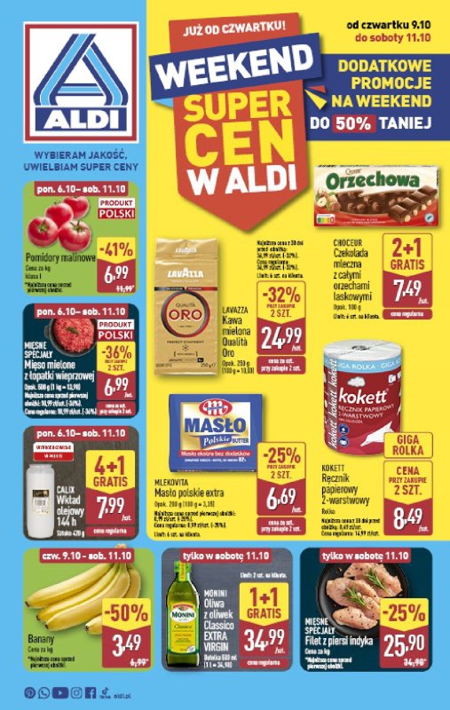 Aldi - gazetka promocyjna Weekend super cen w Aldi! od czwartku 09.10 do soboty 11.10
