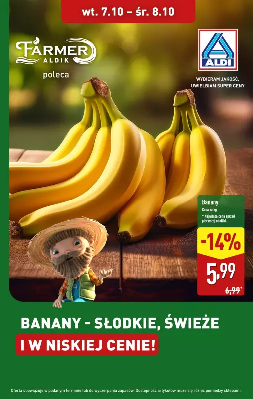 Aldi - gazetka promocyjna Banany w super cenie! od środy 08.10 do środy 08.10
