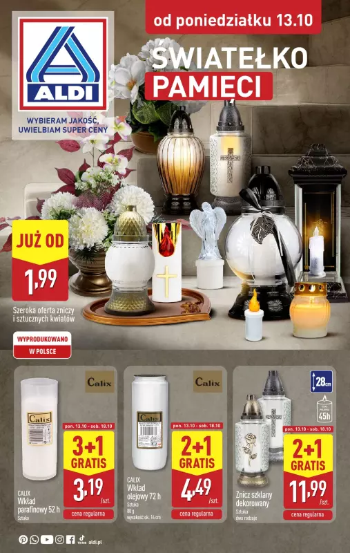 Aldi - gazetka promocyjna Światełko pamięci od poniedziałku 13.10 do soboty 18.10