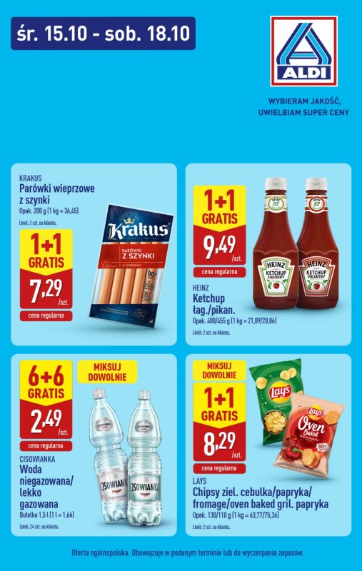 Aldi - gazetka promocyjna Najlepsze promocje w Aldi! od środy 15.10 do soboty 18.10