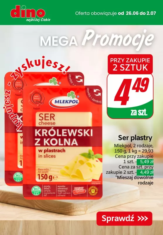 Dino - gazetka promocyjna MEGA promocje! od środy 26.06 do wtorku 02.07