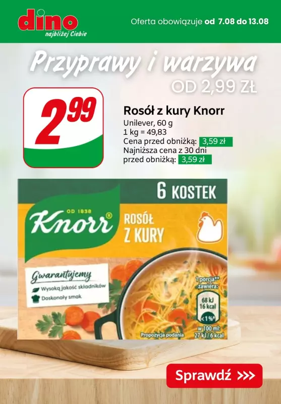 Dino - gazetka promocyjna Przyprawy i warzywa od 2,99 zł od piątku 09.08 do wtorku 13.08